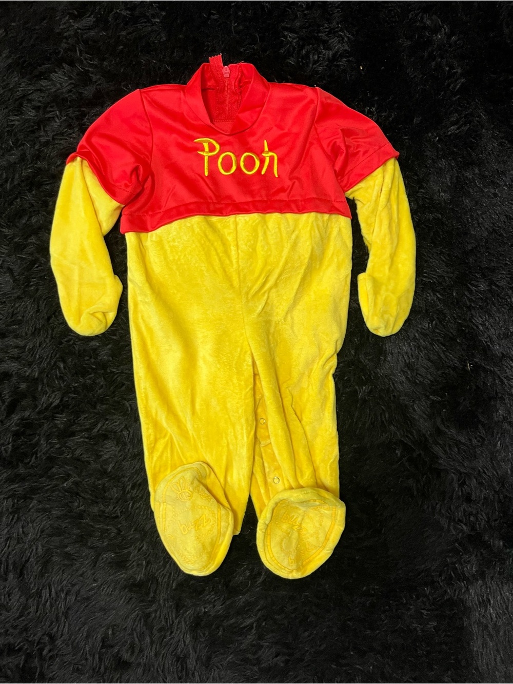Disney Winnie Pooh Bear Costume Kids Yellow Red One-Piece Halloween Party